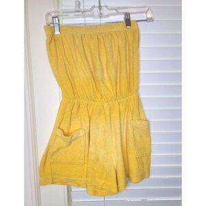 VTG Yellow Terrycloth Strapless Romper W/Elastic Waist Gloria Fashions Retro